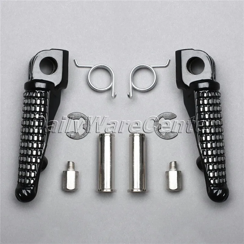 1 Pair Footrest Aluminum Black Motorcycle Front Foot Pegs Universal For Kawasaki Ninja ZX6R 1998-2013 Z1000 2007-2013