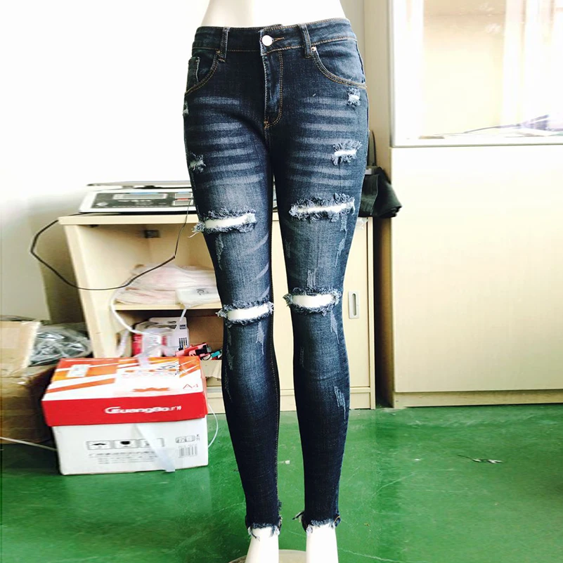 Джинсы узкие джинсы брюки Новая мода для женщин талия 2019 бойфренд с высоким карманом Узкие рваные осенние хлопковые повседневные летние
