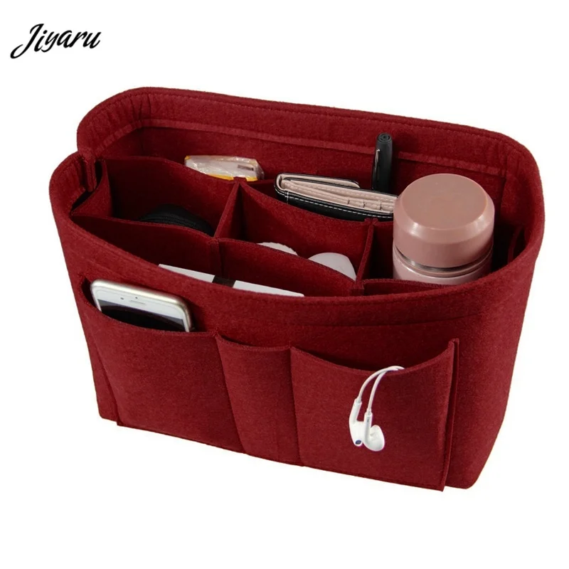 

Felt Cloth Insert Bag Organizer Women Cosmetic Bag Make Up Bag Makeup Handbag Travel Toiletry Kit Beauty Case Multi-functional