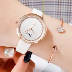 Disu брендовые кожаные часы для женщин Мода Минималистский платье наручные женские часы Montre Feminino женские часы подарок