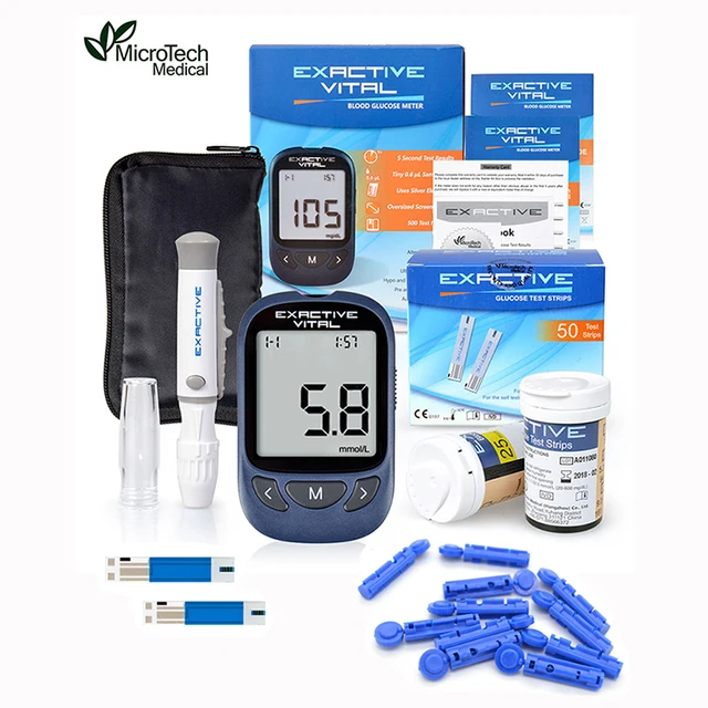 MICROTECH MEDICAL Exactive Vital Diabetics Test Monitor 50 strips + 50 Lancets