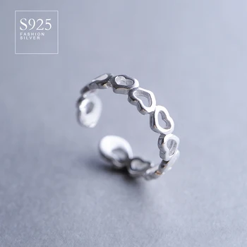 

Bijoux New Designer 925 Sterling Silver Heart Rings For Women Adjustable Size Ring Party Gift Bridal Jewelry Anillos