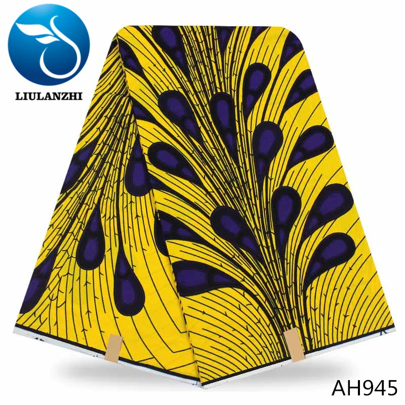 

LIULANZHI african wax print fabric wax fabric yellow cotton fabric latest design material 6 yards/piece for clothing AH945-955
