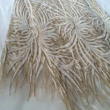 Лето золотой белый блестящий цветок ручной печати Блестки Ткань для свадебной вечеринки платье, DHL! H817