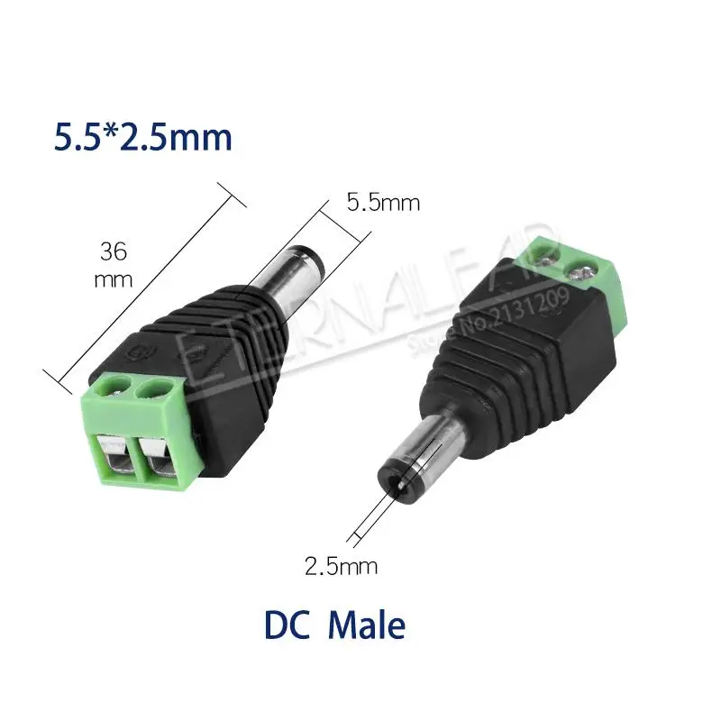5,5 мм x 2,1 мм 2,5 мм Женский разъем постоянного тока адаптер питания 5050 3528 5060 одноцветная Светодиодная лента и настройка CCTV вилка - Цвет: DC Male 2.5mm