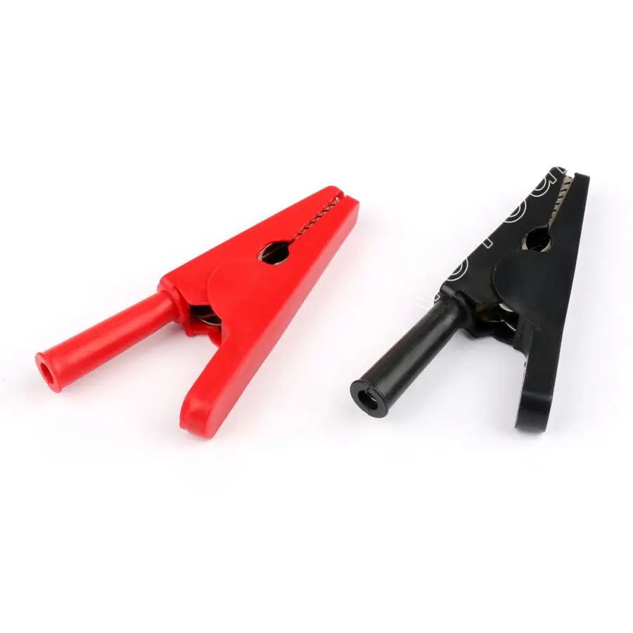 

Areyourshop Sale 2pcs Battery test Clip Copper 20mm Mouth Alligator Clips For 4mm Banana Plug Test