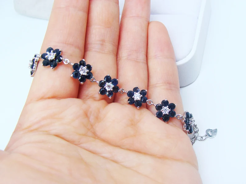 bracelet natural sapphire flowers