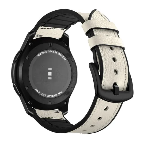 Кожаный+ Силиконовый ремешок для спортивных часов для samsung gear S3 Frontier/классические galaxy Watch 46 мм pulseira watch аксессуары 22 мм ремешок для часов - Цвет ремешка: creamy-white