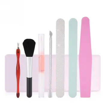 

TMISHION 7pcs Nail Care Products Sanding File Nail Buffer Cuticle Pusher Nail Brush Polishing Kits Manicure Nail Art Tools