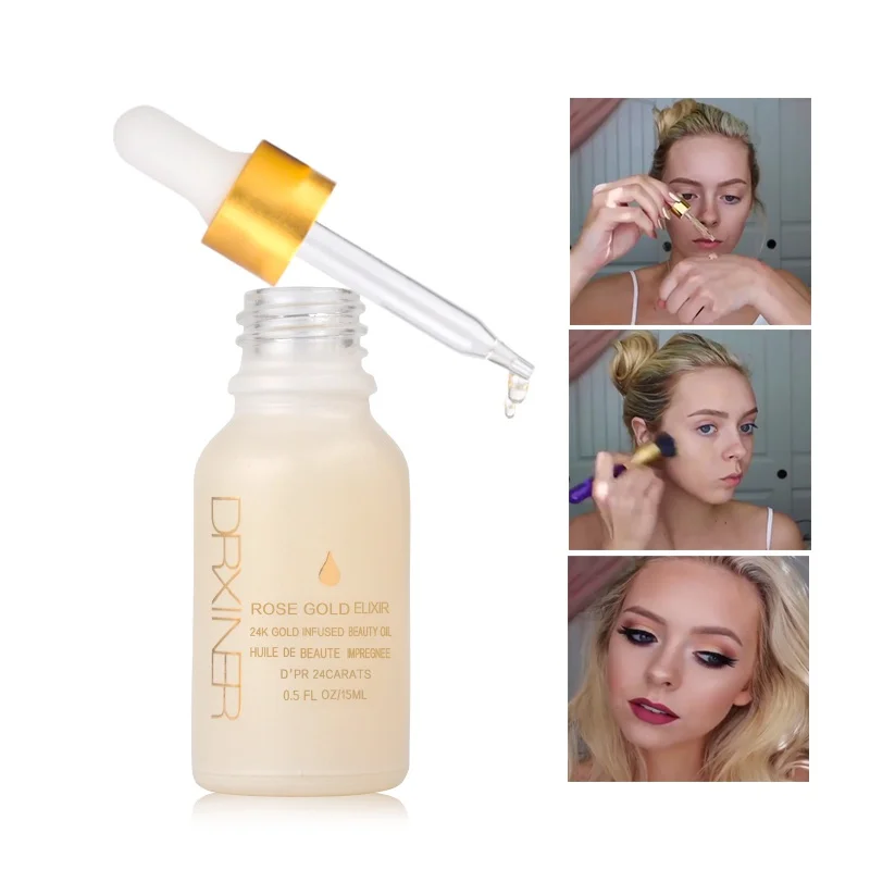

Rose Gold 24K Makeup Primer Face Oil Elixir Skin Makeup Oil For Face Essential Oil Before Primer Foundation