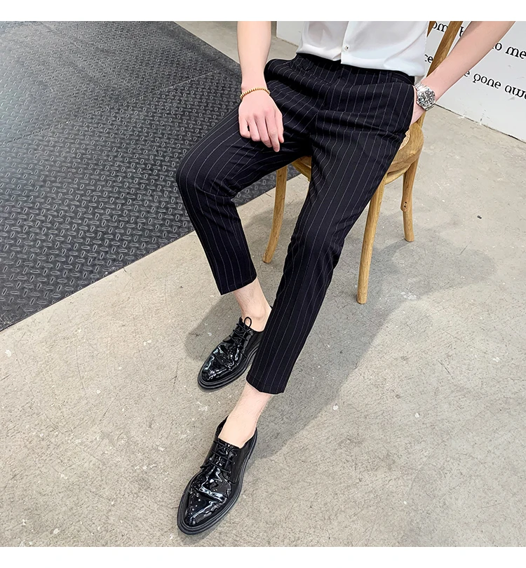 Мужской костюм брюки 2019 летние новые полосатые маленькие брюки повседневные тонкие брюки девять процентов Свободные повседневные мужские