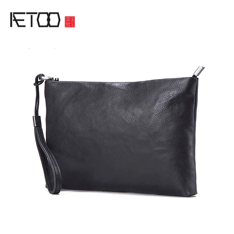 AETOO Men's cowhide crossbody bag, retro crazy Mapiyinren style classic nostalgic shoulder bag