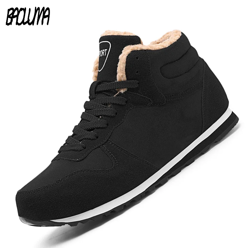 

Men Boots Snow Winter Boots Men Driving Footwear Lace-up Work Ankle Boots Warm Short Plush Fur Winter Male Winter Punk Boot
