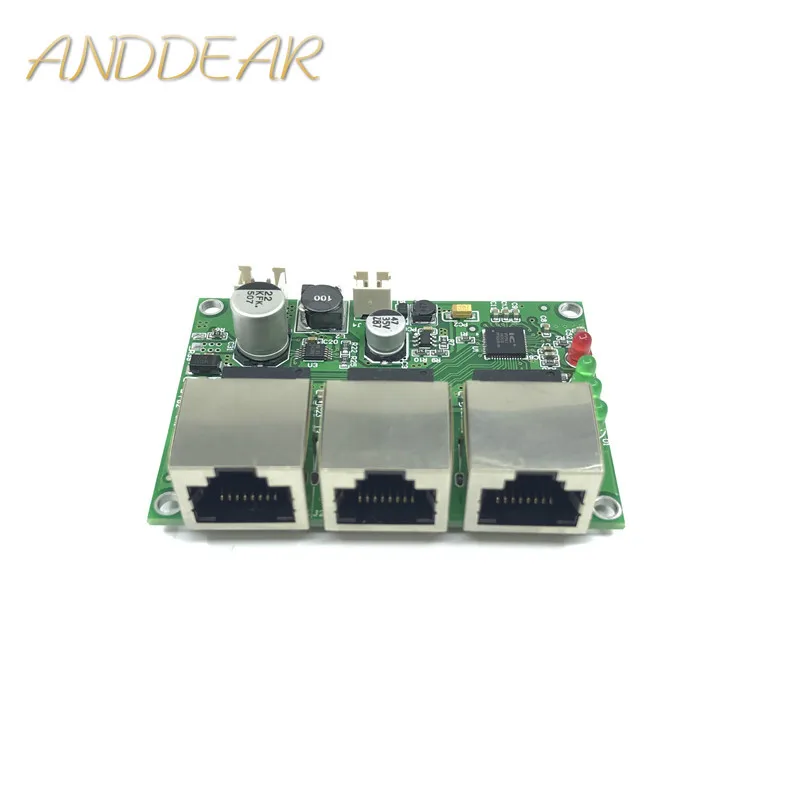 

Industrial grade wide temperature mini mini POE PD 10/100Mbps 3-port low power distribution cabling network switch module