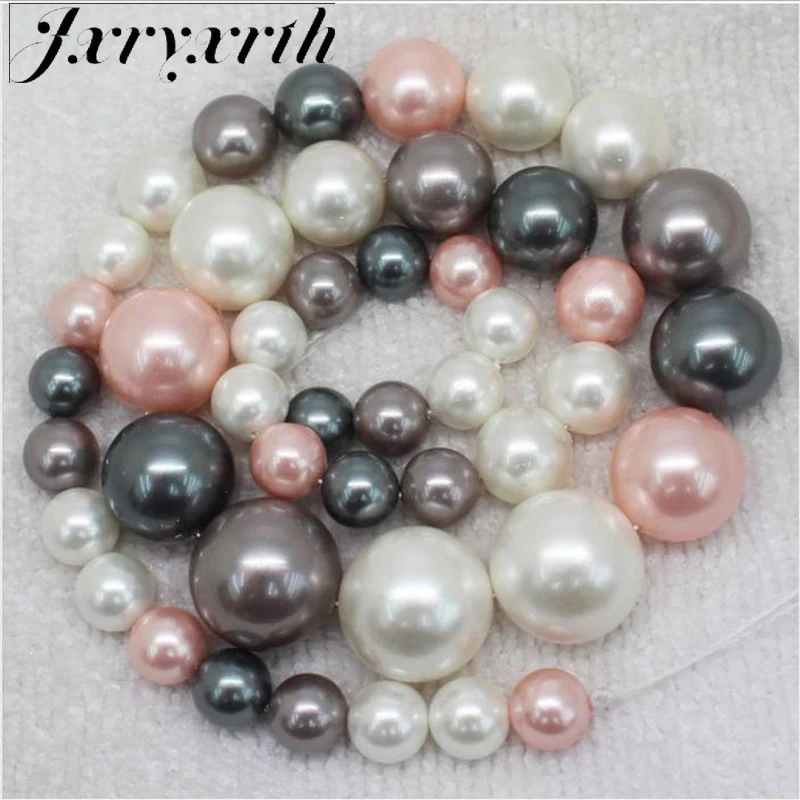 

Jxryxrth Wholesale 8-16mm Beautiful Shell Pearl Gradually Round Beads ,For Jewelry making, can mixed wholesale