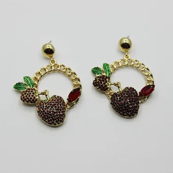 

New Baroque cherry circle long section earrings Fashion show earrings 875