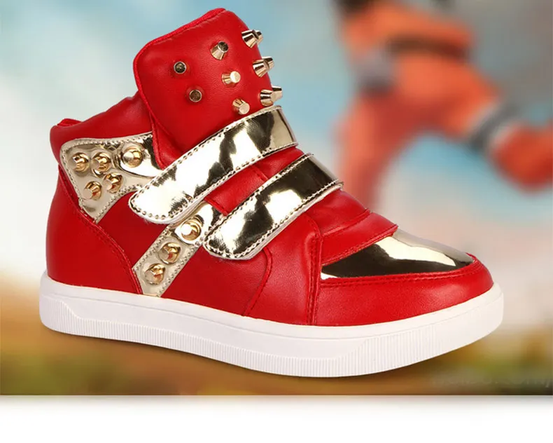 Обувь для мальчиков и девочек; модная повседневная спортивная обувь; коллекция года; сезон осень; детская обувь из натуральной кожи с заклепками