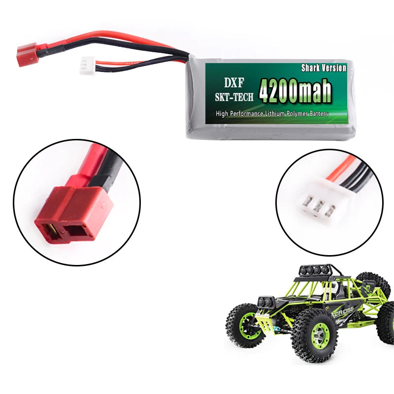 DXF Акула версия Хорошее качество Rc Lipo батарея 7,4 V 4200mah 2S 25C Max50C для Wltoys 12428 12423 1:12 RC автозапчасти