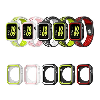 

Silicone Case + Band for Apple watch 42/38/40/44mm Replace Bracelet Watchband Strap for iWatch Series 1 2 3 Cove