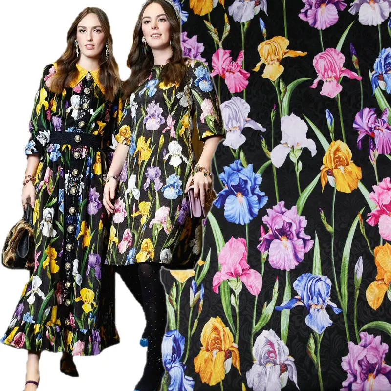 

145cm suit printing fabric fashion dress jacquard fabric polyester material diyparent-child fabric wholesale polyester cloth