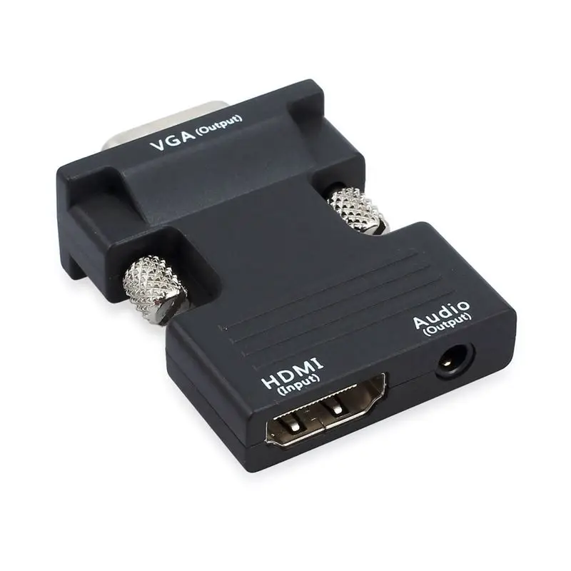 1080P HDMI Женский к VGA Мужской с аудио выходным кабелем конвертер адаптер - Цвет: Black