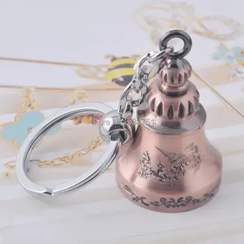 

FREE shipping by FEDEX 100pcs/lot 2014 Newest Wholesale Zinc Alloy Vintage Gong Keyring Metal Bell Pendant Keychain