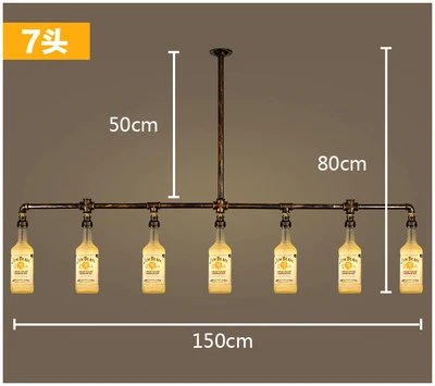 Винтажный Железный Лофт-бар, светодиодный светильник для гостиной, промышленные подвесные лампы, подвесные светильники для дома, Кухонные светильники - Цвет корпуса: 7 heads