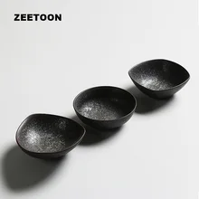 Negro zen japonés estilo cristal esmalte de cerámica tosca taza Kung Fu té conjunto maestro taza de té de cerámica tazón vendimia decoración del hogar