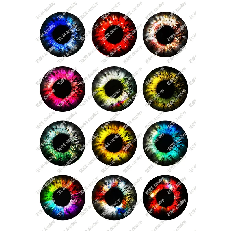 

24pcs/lot Dinosaur Cat Eye Pupil Round Glass Cabochon 10mm 12mm 14mm 16mm 18mm 20mm 25mm Demo Flat Back Diy Jewelry Making T101