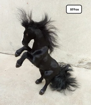 

big real life black horse model plastic&furs simulation rise up legs horse doll gift about 32cm xf1868