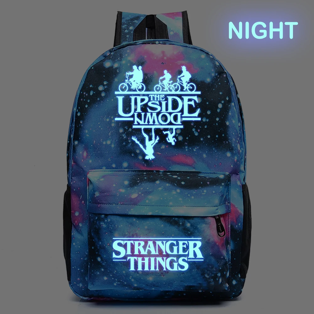 

WISHOT Stranger Things backpack teenagers Student School Bags travel Shoulder Bag Laptop Bags Star sky Luminous