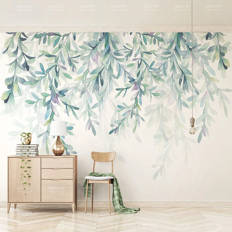 Custom Photo Wallpaper Modern Green Leaves Watercolor Nordic Style Mural Wall Paper Living Room TV Bedroom 3D Fresco Home Decor Custom Photo Wallpaper Modern Green Leaves Watercolor Nordic Style Mural Wall Paper Living Room TV Bedroom 3D Fresco Home Decor