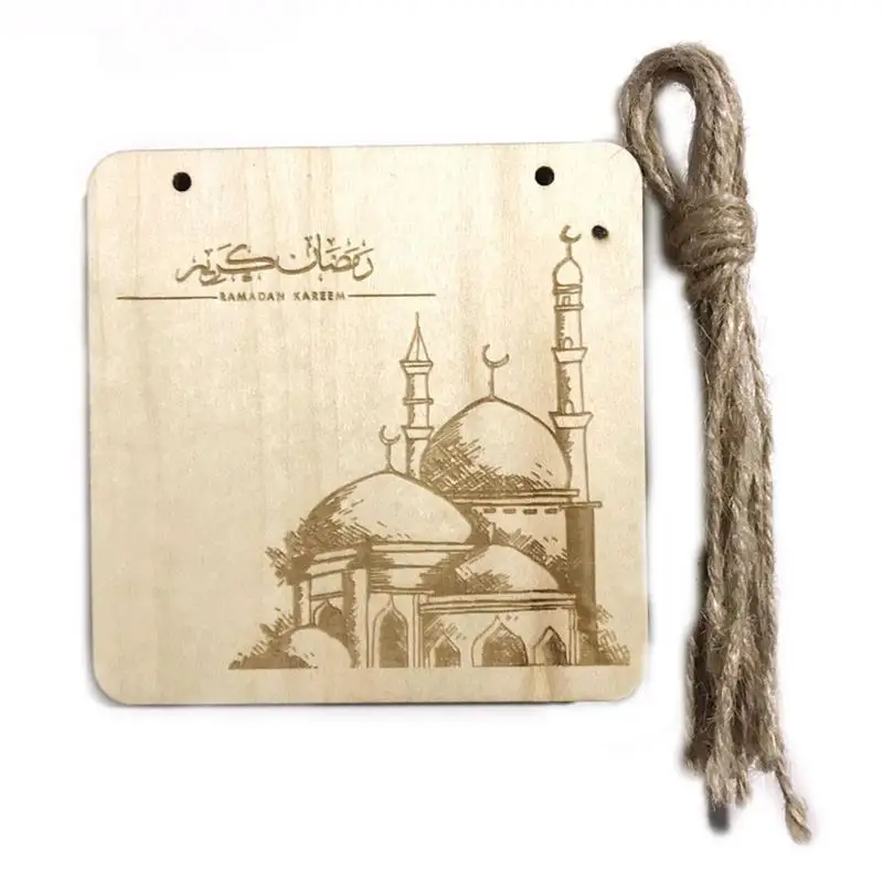 C 5 шт. DIY Eid Mubarak мусульманские украшения для дома инновационный Рамадан подвесной кулон деревянный резной Орнамент Ремесло с веревками - Цвет: C