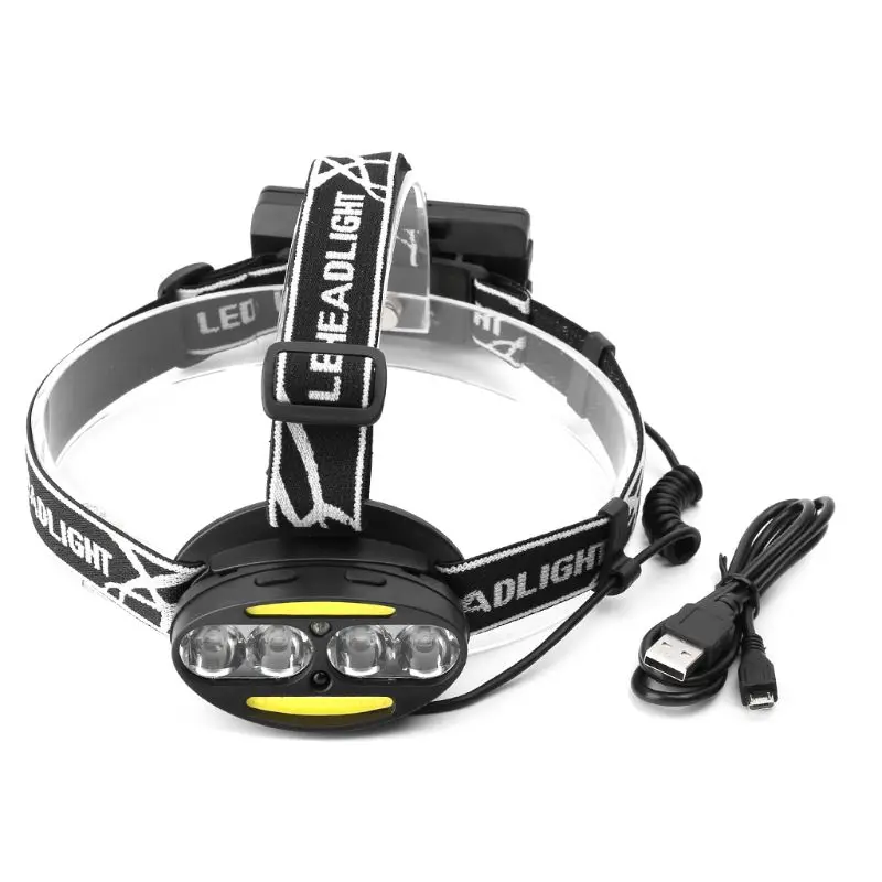 

Waterproof LED Headlamp Glare Flashlight USB Charging 4xT6 + 2xCOB + 2xRed LED
