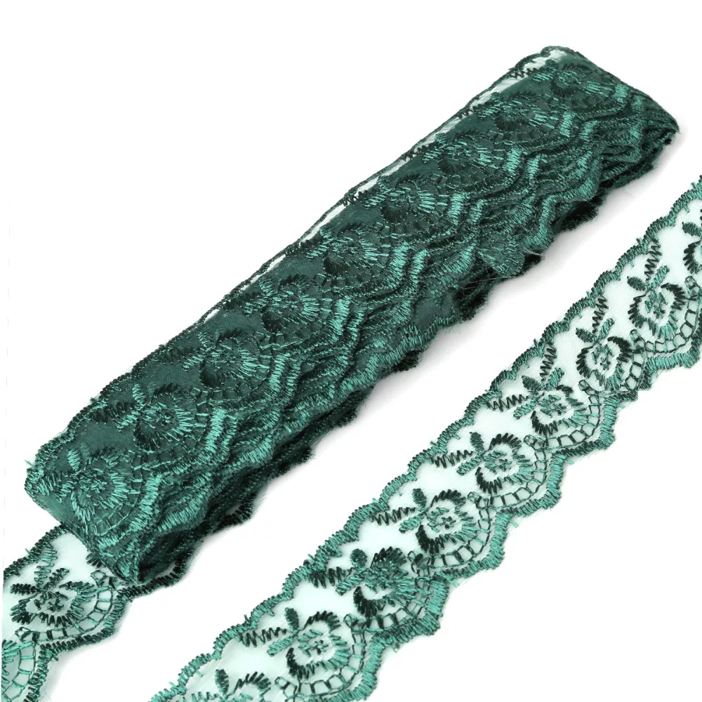 10 ярдов/партия темно зеленая кружевная тесьма 40 мм|green lace fabric|lace fabriclace trim ribbon |