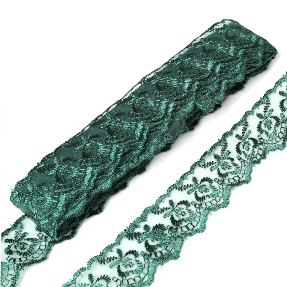 10yards/lot 40mm Dark Green Lace Fabric Handicrafts Embroidered Net Lace  Trim Ribbon Wedding/Birthday/Christmas Decorations