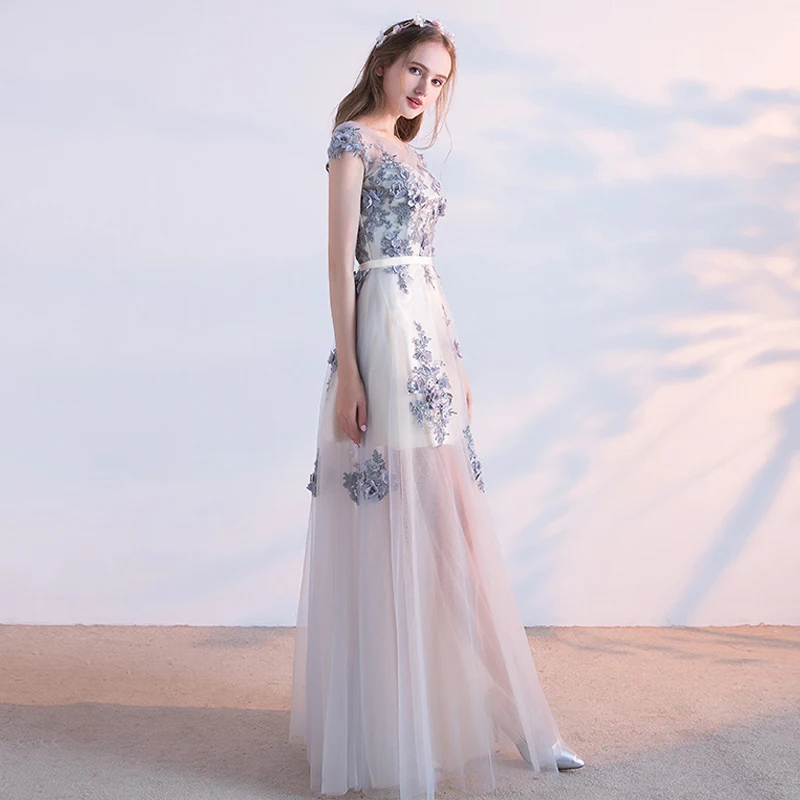 Новинка 2017 светильник серое вечернее платье длиной до пола женское длинное для