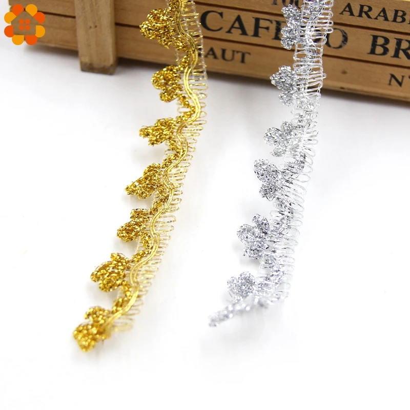 Buy 5M/Lot Gold&Silver Lace Embroidered Ribbon Soft