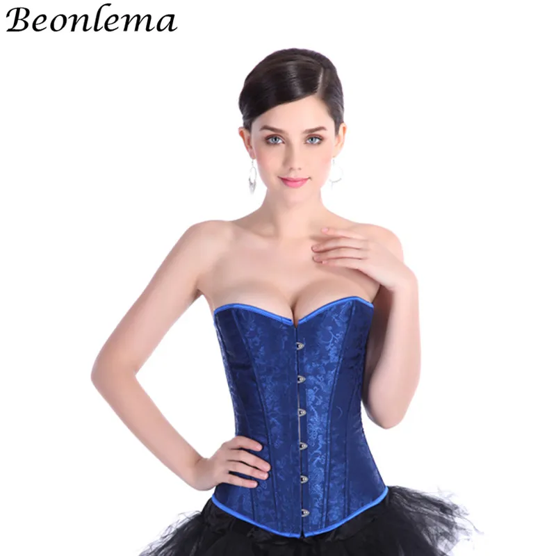 

Beonlema Blue Corsets and Bustiers Women Sexy Lingerie Overbust Bodice Clubwear Gorset Slimming Waist Shaping Femme Party Tops