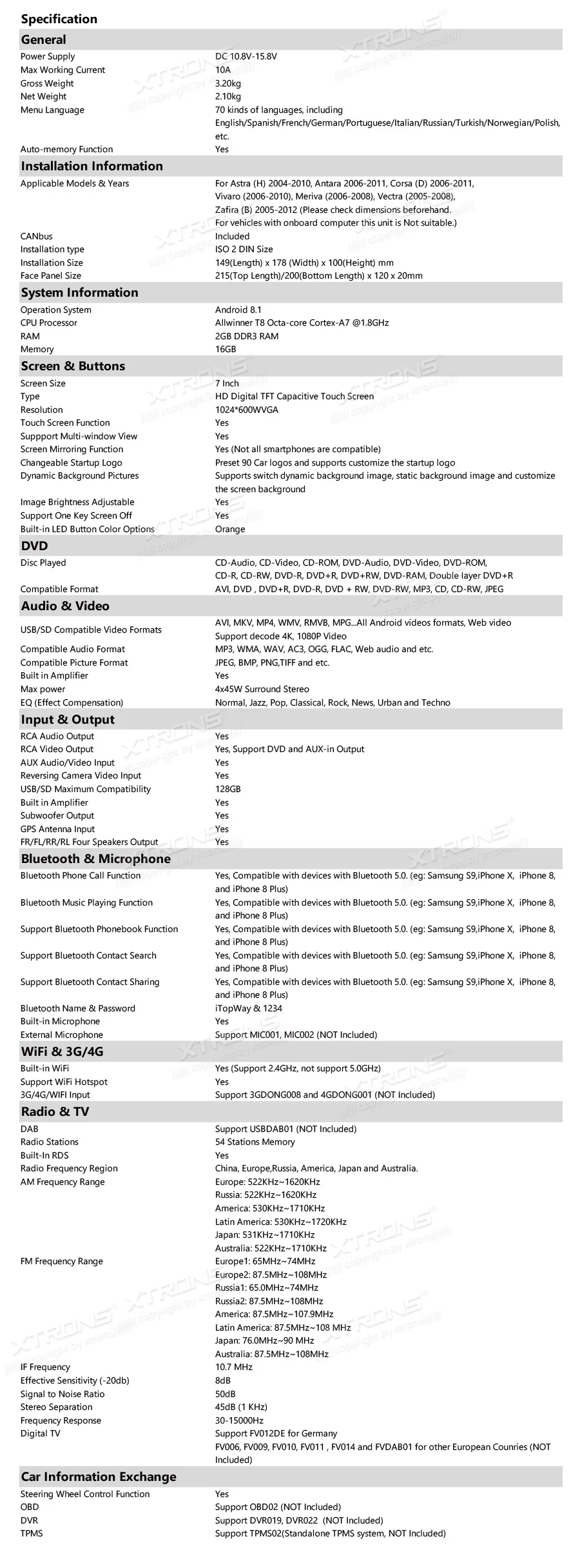 Discount 7" Android 8.1 Octa Core Car DVD GPS Radio for Opel/Vauxhall/Holden Antara 2006-2011 & Corsa (D) 2006-2011 & Vectra 2005-2008 22