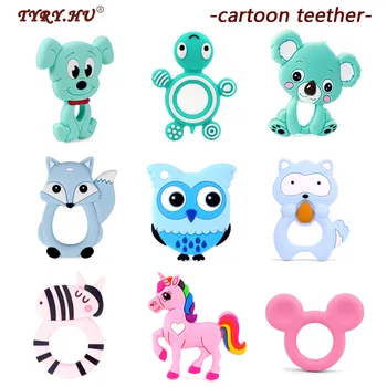 

TYRY.HU 1pc Cartoon Silicone Animal Pendant Koala Puppy Food Grade Baby Teething Beads Safe Toys DIY Necklace Baby Shwoer Gifts
