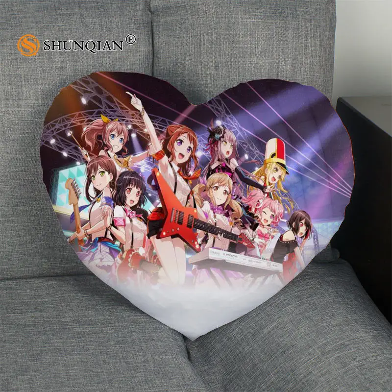 

bang dream! Heart Shape Pillow Cover Custom zipper Pillowcase Just Cover No Core Size 41x36cm,47x42cm