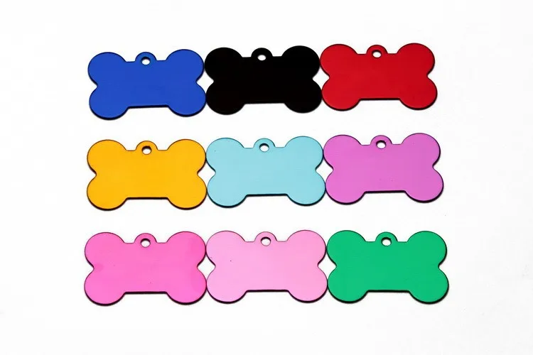 50 unids/lote PET ID TAG NOMBRE PERSONALIZADO HUESO de DOBLE CARA GRABADO CAT DOG