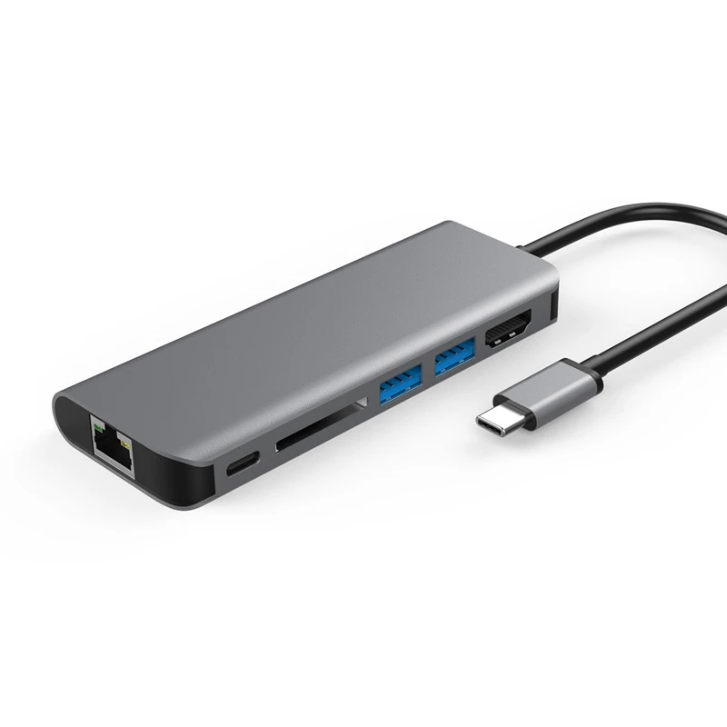 

Type C Hub 6In1 Usb-C 3.1 To 4K Hdmi Pd 2Usb3.0 Dp Lan Dongle For Mackbook Pro