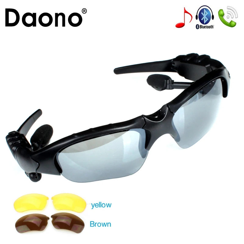 DAONO Sunglasses Bluetooth Headset Outdoor Glasses Earbuds music with Mic Stereo Wireless Headphone 3 colorful Sun lens