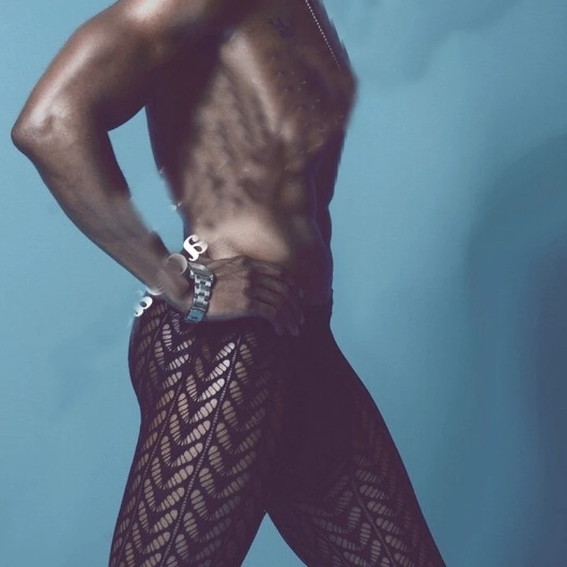 men sexy ultra-thin breathable mesh tights Men's fishnet stockings beautiful leg socks male silk screen velvet bodysuits socks