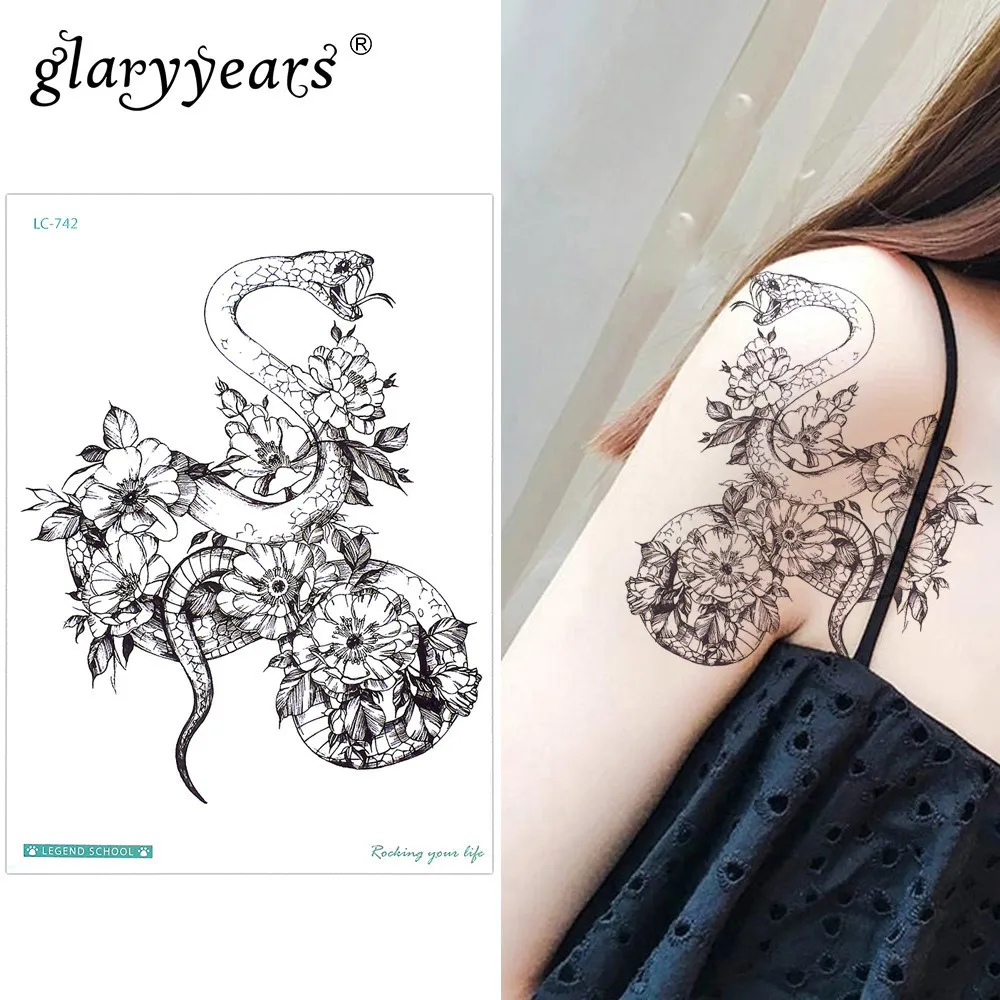 Glaryyears صغيرة الذراع المؤقتة الوشم ملصق وهمية الوشم الأفعى فلاش تاتو للماء صغيرة الجسم الفن الرجال النساء LC-742 Glaryyears صغيرة الذراع المؤقتة الوشم ملصق وهمية الوشم الأفعى فلاش تاتو للماء صغيرة الجسم الفن الرجال النساء LC-742