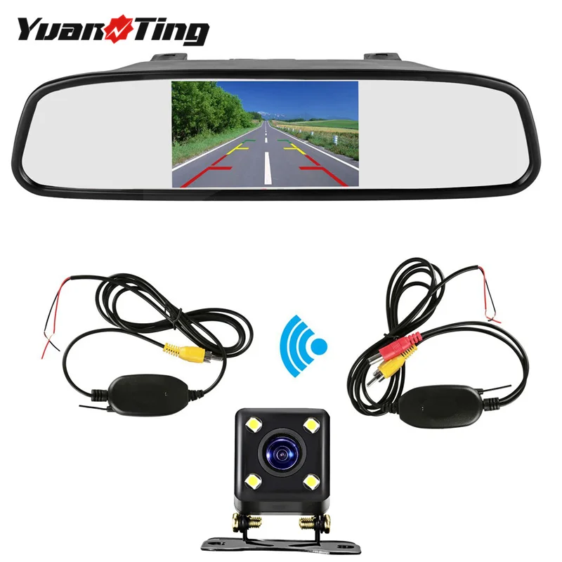 YuanTing DC 12V Wireless Kit 4.3 inch LCD TFT Car Rear View Monitor Mirror Reversing LED Night Vision Backup Camera Waterproof | Автомобили