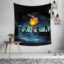 Horror Wall Tapestry Pumpkin Tomb Skull Printed Halloween Psychedelic Tapestry Wall Hanging Fabric Mandala Wall Carpet Blanket pumpkin lamp wall art halloween tapestry