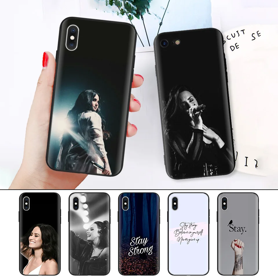 

Black Rubber Soft Silicone Case Bag Cover for iPhone XS XR X 7 8 6 6S 5C 5E 5S 5 Plus Max Shell Fundas Demi Lovato Stay Strong